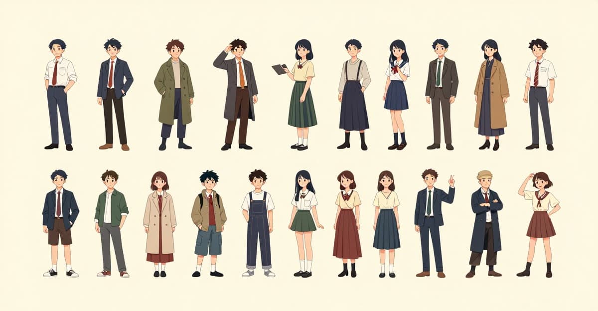 A lineup of diverse original character designs in mixed art styles