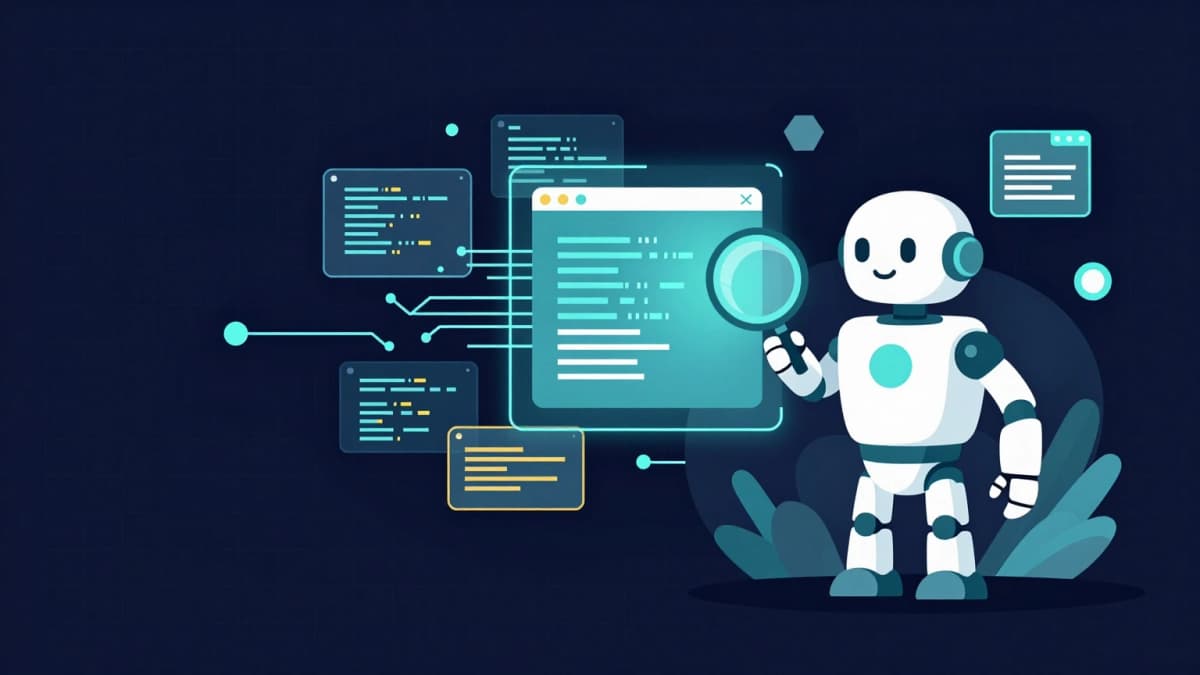 An AI agent reverse-engineering an application binary without source code, illustrated