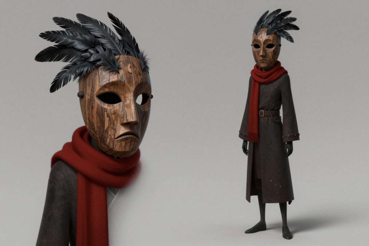 Dark Fairytale Red Scarf Branch Doll